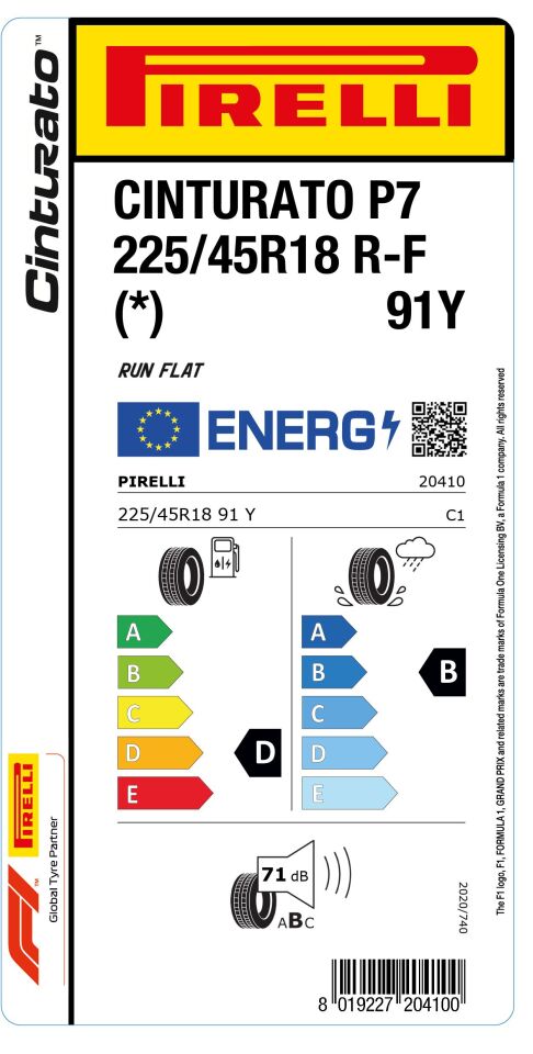 PRL.225/45R18 91Y r-f P7 cinturato (*) (D-B-71) (YAZ) PİRELLİ LASTİK (2024)