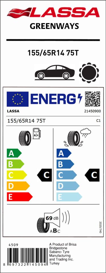 LAS.155/65R14 75T GREENWAYS (C-C-69) (YAZ) LASSA LASTİK (2025)