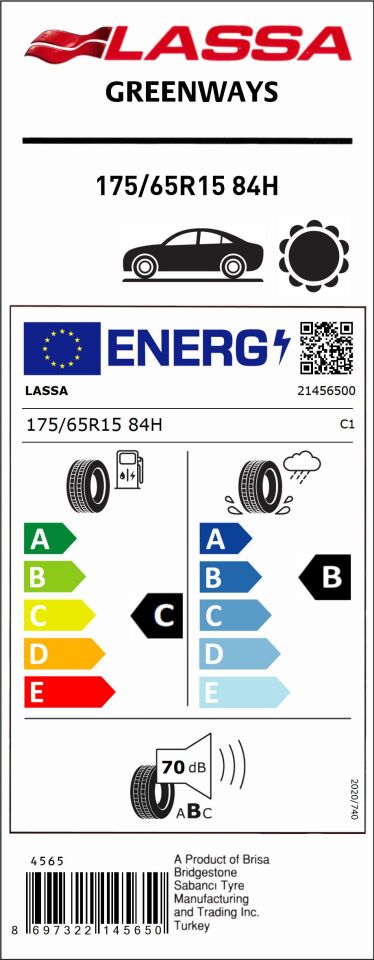 LAS.175/65R15 84H GREENWAYS (C-B-70) LASSA LASTİK (2024)
