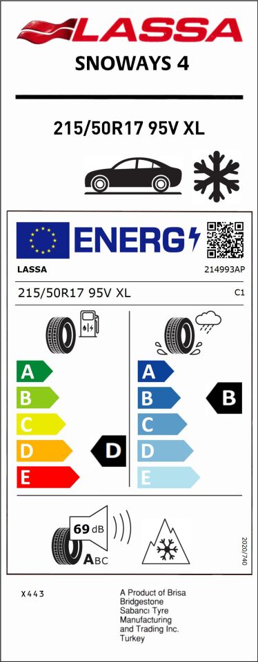 LAS.215/50R17 95V XL SNOWAYS 4 (KIŞ) (D-B-69) LASSA LASTİK (2025)
