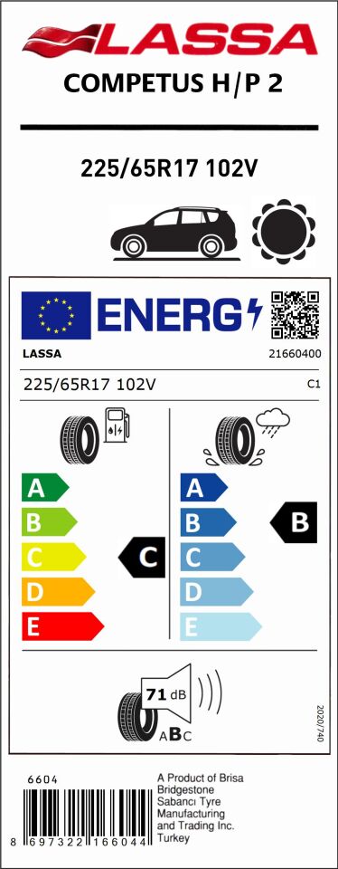 LAS.225/65R17 102V COMPETUS H/P2 (C-B-72) (YAZ) LASSA LASTİK (2025)