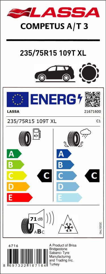 LAS.235/75R15 109T XL COMPETUS A/T 3 (C-C-71) (4 MEVSİM) LASSA LASTİK (2025)