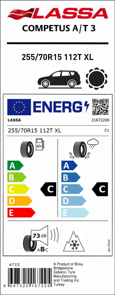 LAS.255/70R15 112T XL COMPETUS A/T 3 (C-C-73) (4 MEVSİM) LASSA LASTİK (2025)