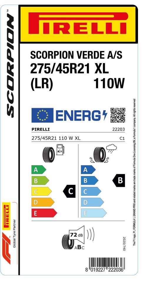 PRL.275/45R21 110W XL (LR) SCORPION VERDE ALL SEASON (C-B-72) (4 MEVSİM)  PİRELLİ LASTİK (2024)