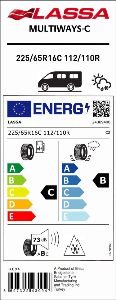 LAS.225/65R16 C 112/110R MULTIWAYS-C (C-B-73) (4 MEVSİM) LASSA LASTİK (2025)
