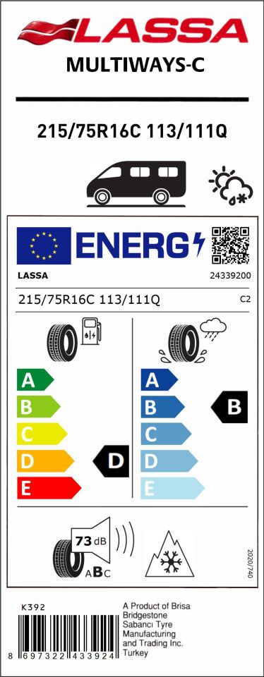 LAS.215/75R16 C 8PR 113/111Q MULTIWAYS-C (D-B-73) (4 MEVSİM)  LASSA LASTİK (2025)