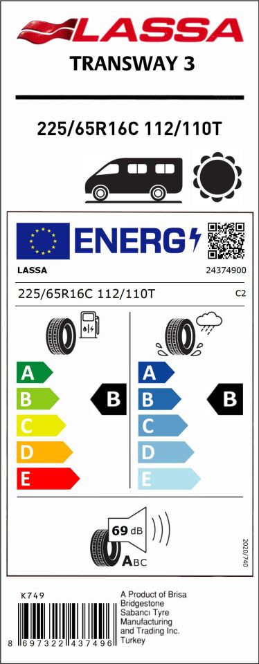 LAS.225/65R16 C 112/110T TRANSWAY 3 (B-B-69) (YAZ) LASSA LASTİK (2025)