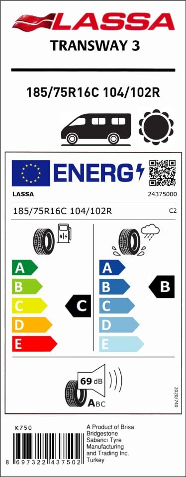 LAS.185/75R16 C 8PR 104/102R TRANSWAY 3 (C-B-69) (YAZ) LASSA LASTİK (2025)