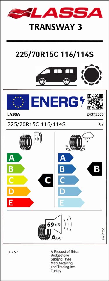 LAS.225/70R15 C 116/114S TRANSWAY 3 (C-B-69) (YAZ) LASSA LASTİK (2025)
