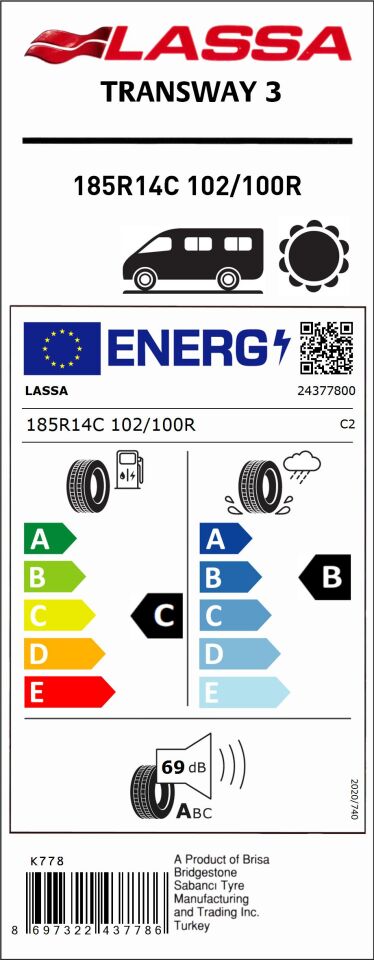 LAS.185R14 C 8PR 102/100R TRANSWAY 3 (C-B-69) (YAZ) LASSA LASTİK (2025)
