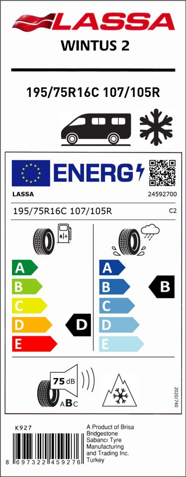 LAS.195/75R16 C 107/105R 8PR WINTUS2 (D-B-75) (KIŞ) LASSA LASTİK (2025)