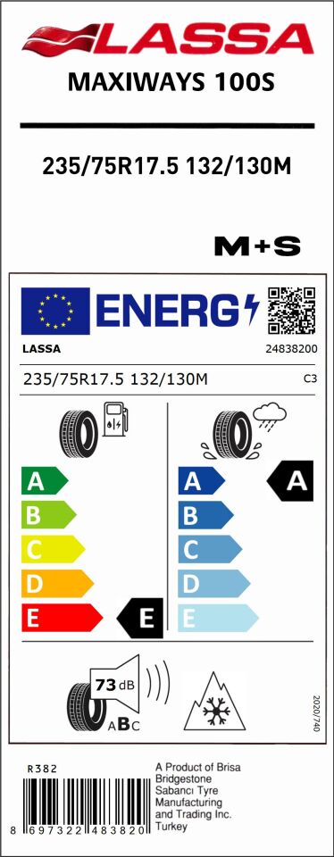 LAS.235/75R17,5 132/130M MAXIWAYS 100S (M+S) LASSA LASTİK
