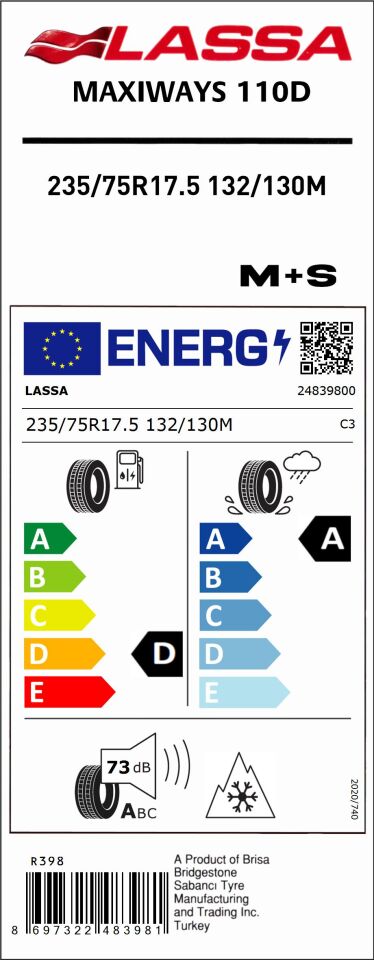 LAS.235/75R17,5 132/130 MAXIWAYS 110D (ASFALT ÇEKER) (D-A-73) LASSA LASTİK