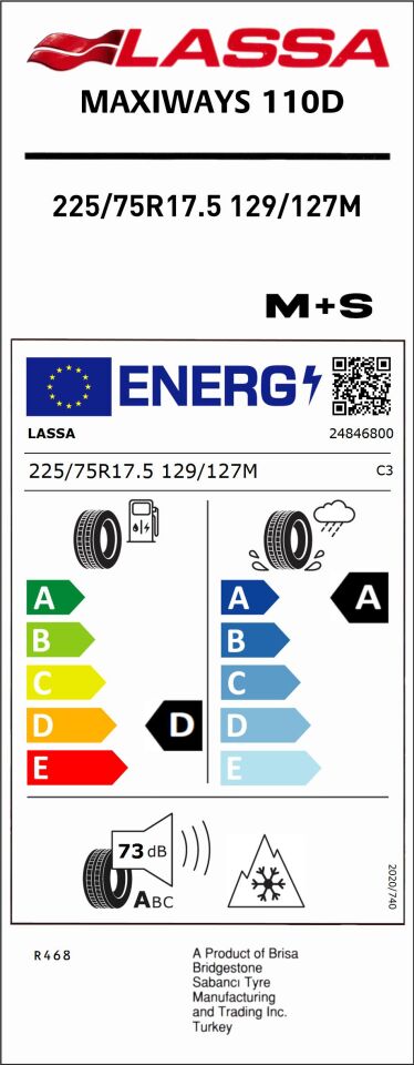 LAS.225/75R17.5 129/127M MAXIWAYS 110D (ASFALT-ÇEKER) LASSA LASTİK