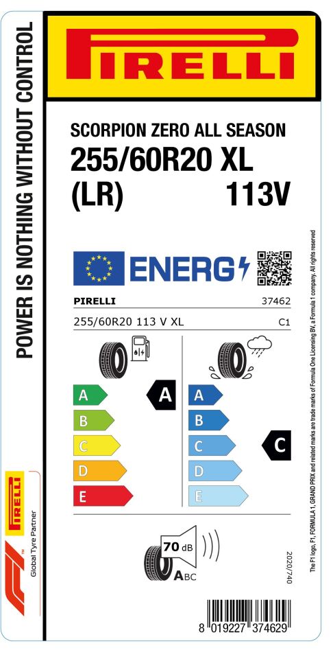 PRL.255/60R20 113V XL (LR) S-ZERO A/S (A-C-70) (4 MEVSİM) PIRELLI LASTİK (2024)