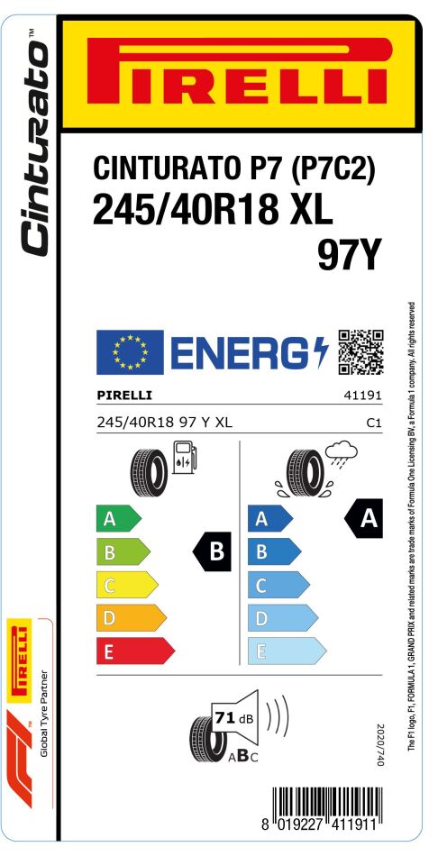 PRL.245/40R18 97Y XL CINTURATO P7 (P7C2)(B-A-71) PIRELLI LASTİK (2024)