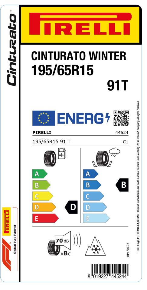 PRL.195/65R15 91T CINTURATO WINTER (D-B-70) (KIŞ) PIRELLI LASTİK (2024)