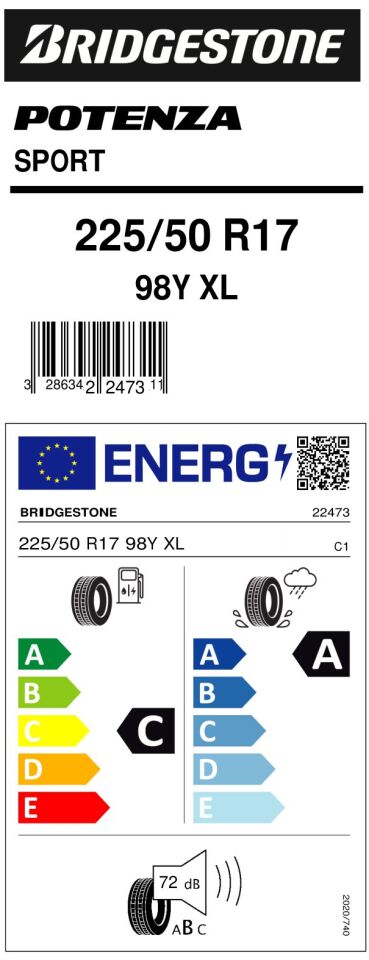 BRD.225/50R17 98Y XL POTENZA SPORT (C-A-72) (YAZ) BRIDGESTONE LASTİK (2024)