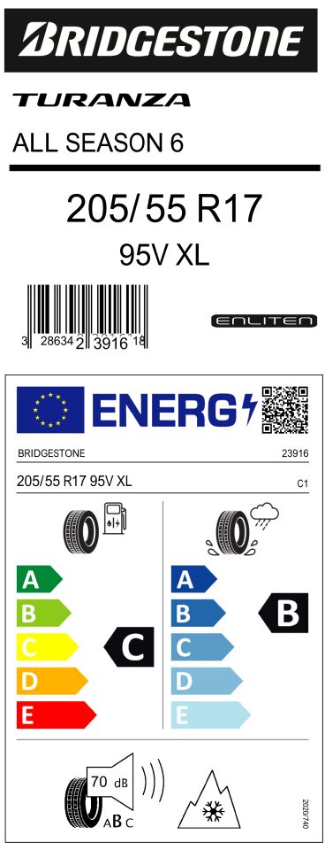 BRD.205/55R17 95V XL TURANZA ALL SEASON 6 (ENLITEN) (C-B-70) (4 MEVSİM) BRIDGESTONE LASTİK (2025)