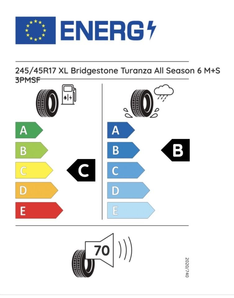 BRD.245/45R17 99Y XL TURANZA ALL SEASON 6 (C-B-70) (4 MEVSİM) BRIDGESTONE LASTİK (2025)
