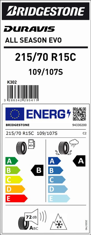 BRD.215/70R15 C 109/107S DURAVIS A/S EVO (B-A-72) (4 MEVSİM) BRİDGESTONE LASTİK (2025)