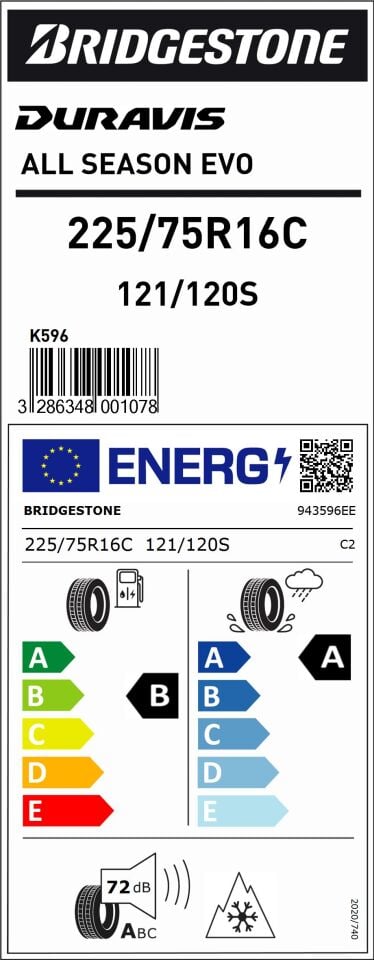 BRD.225/75R16 C 121/120R DURAVIS A/S EVO (B-A-72) (4 MEVSİM) BRIDGESTONE LASTİK (2025)