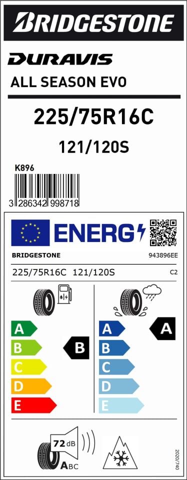 BRD.225/75R16C 121/120S DURAVIS A/S EVO (B-A-72) (4 MEVSİM) BRİDGESTONE LASTİK (2025)