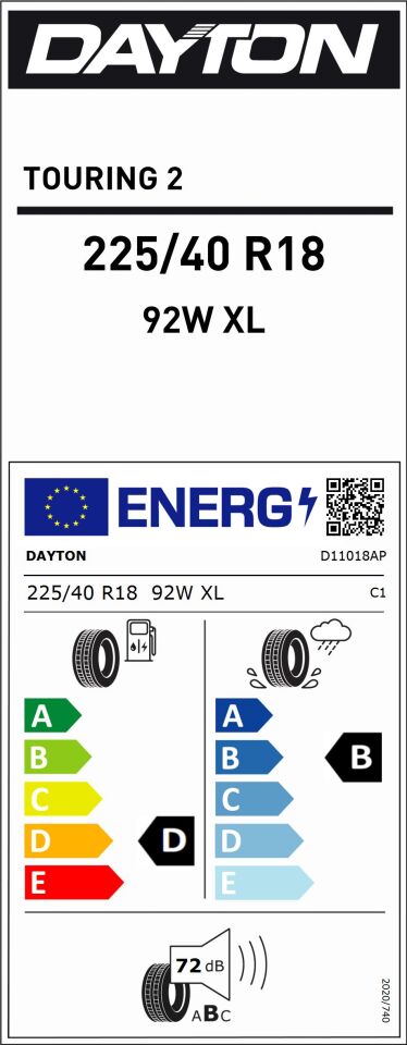 DAY.225/40R18 92W XL TOURING 2 (D-B-72) (YAZ) DAYTON LASTİK (2025)