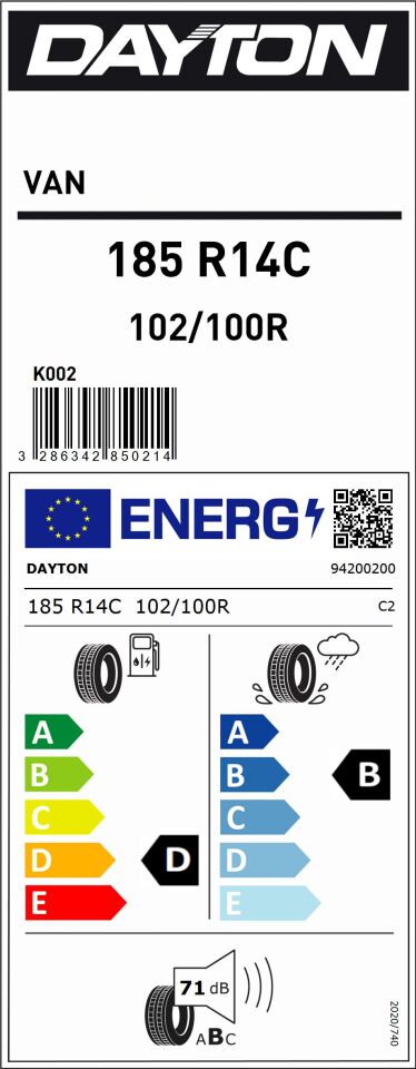 DAY.185R14 C 102/100R DAYTON VAN (D-B-71) (YAZ) DAYTON LASTİK (2025)
