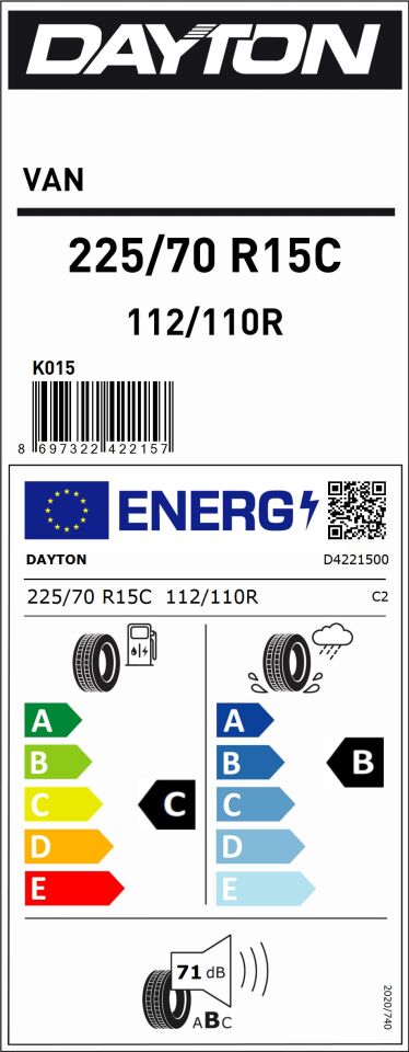 DAY.225/70R15 C 112/110R DAYTON VAN (C-B-71) (YAZ) DAYTON LASTİK (2024)
