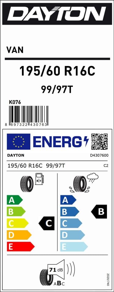 DAY.195/60R16 C 99/97T VAN (C-B-71) (YAZ) DAYTON LASTİK (2025)