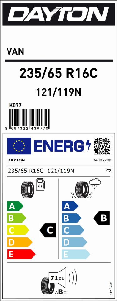 DAY.235/65R16 C 121/119N 12KAT DAYTON VAN (C-B-71) (YAZ) DAYTON LASTİK (2025)